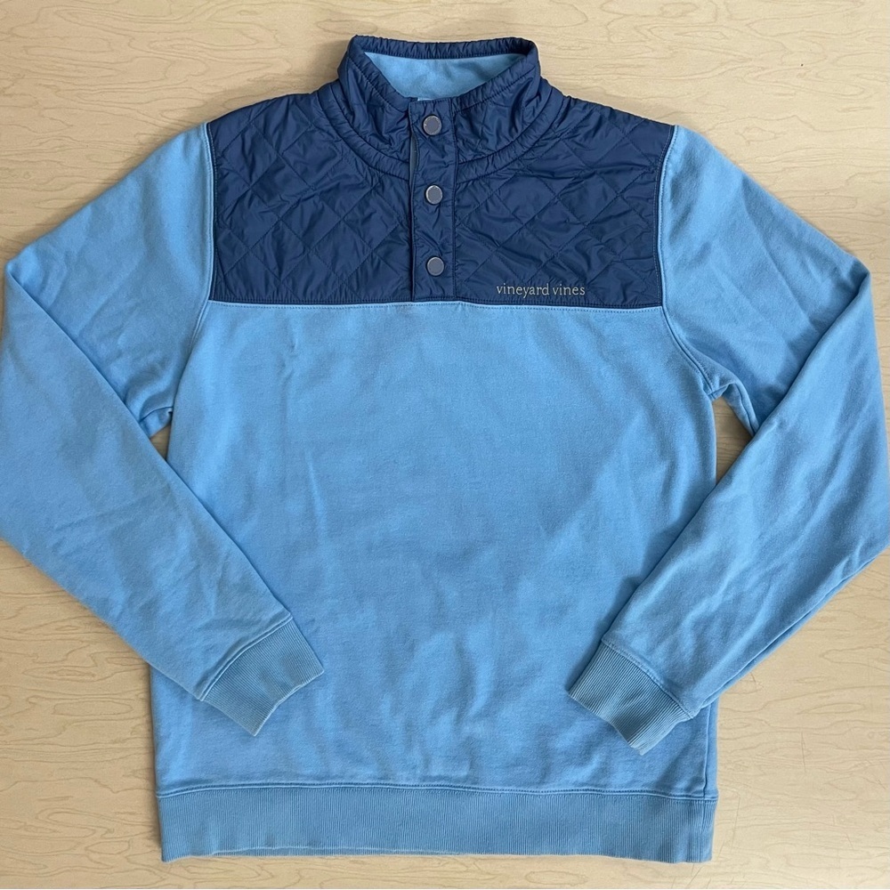Vineyard Vines Shep Shirt Boys XL 18 Performance Quilted Snap Placket Light Blue